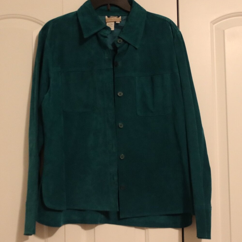 Beautiful Coldwater Creek Emerald Green Suede Jacket Size Large